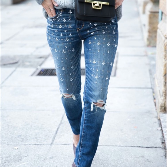 embellished distressed jeans